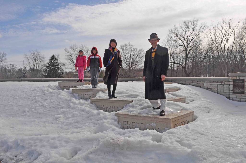 Believe it or not, I had to do some serious digging to un-snow these monuments to take the tripod-assisted picture. I used the tripod for a shovel.