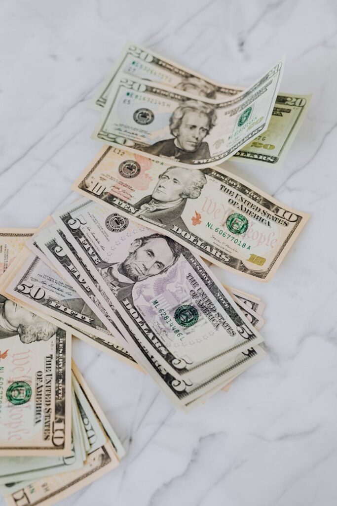 us dollars on marble