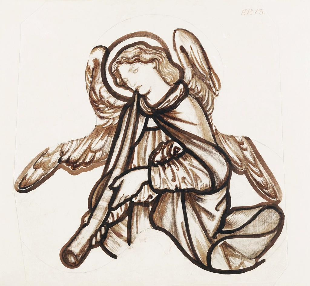 Angel Playing Horn (1862-1863) drawing
