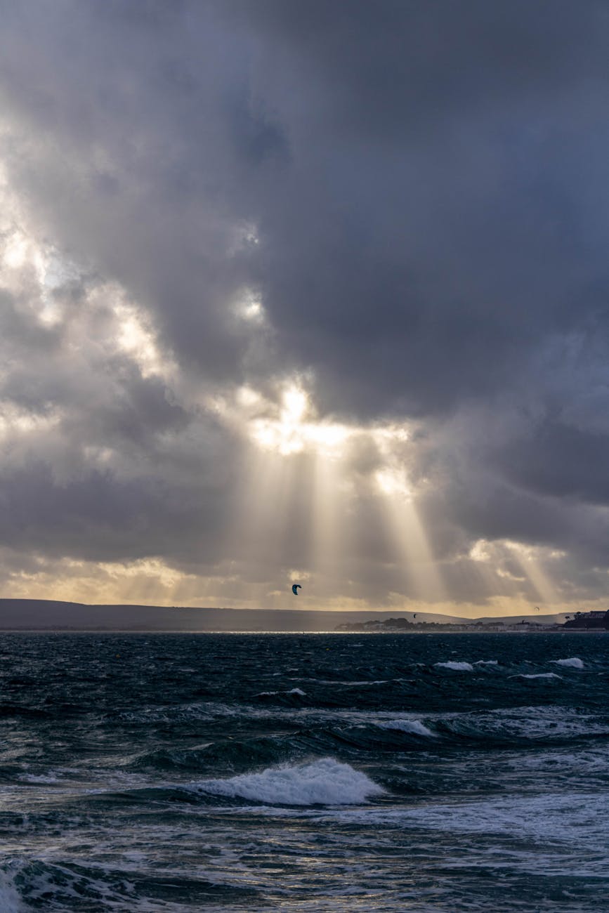 restless sea on a cloudy day