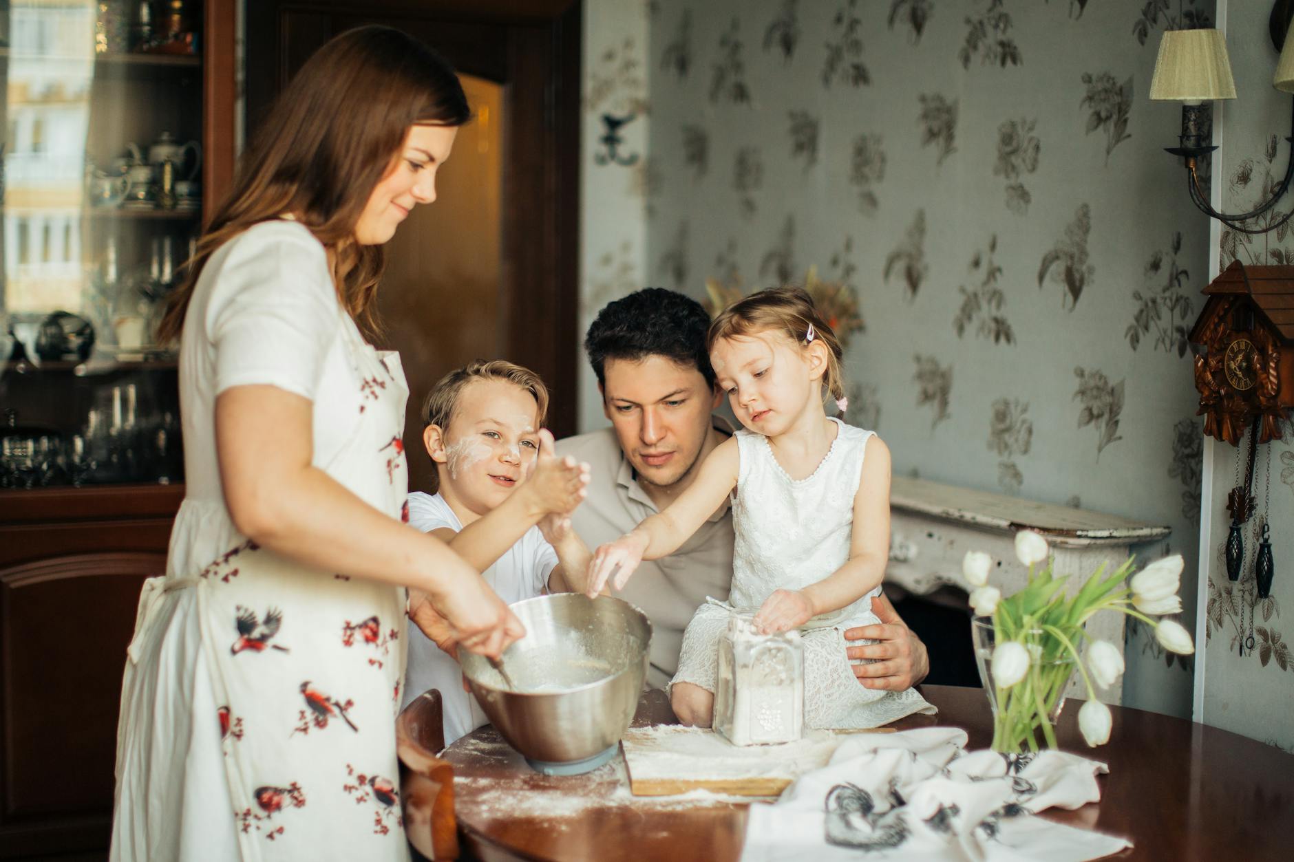 photo of kids playing with flour
