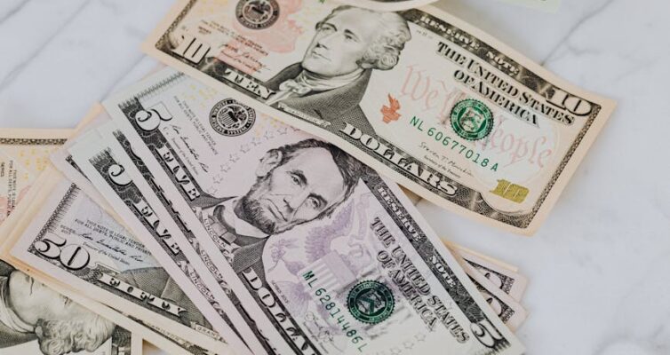 us dollars on marble