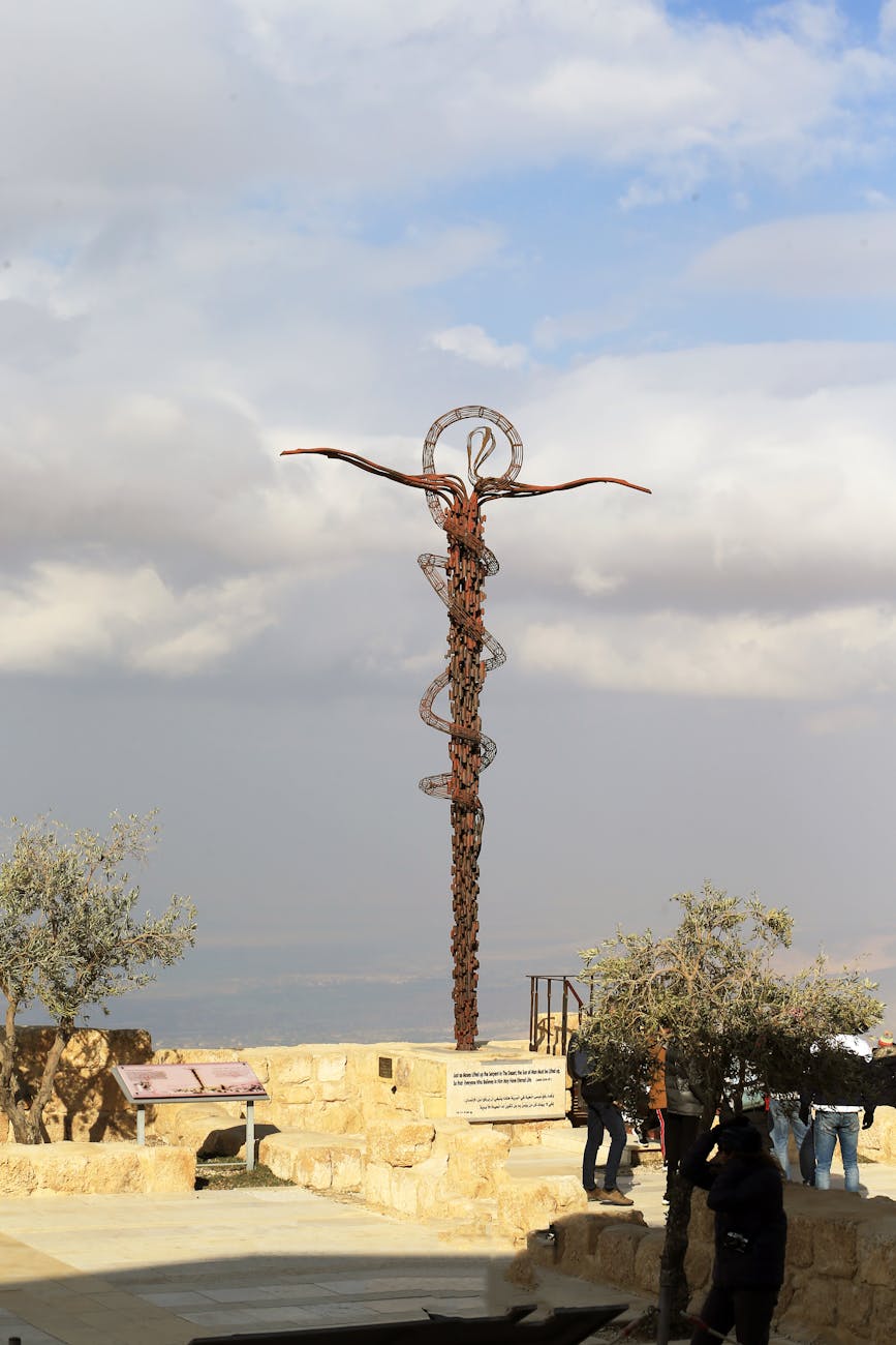 serpent sculpture on mount nebo jordan